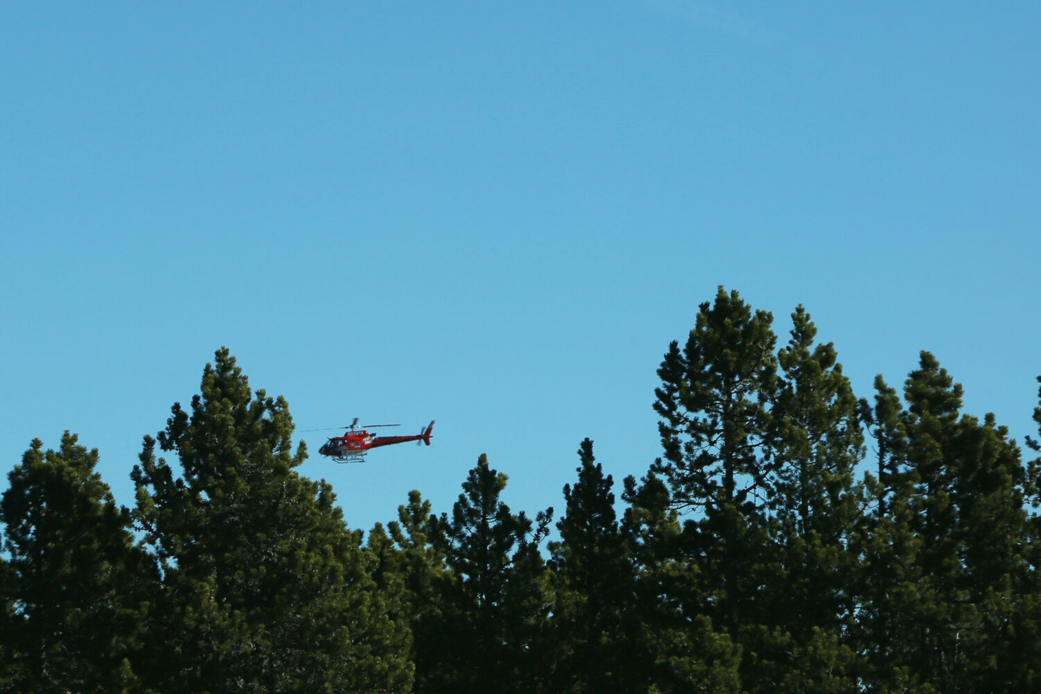 The helicopter returns back to the base location